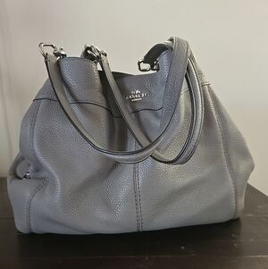 Coach Lexy Gray Pebble Leather Shoulder Bag F57545
